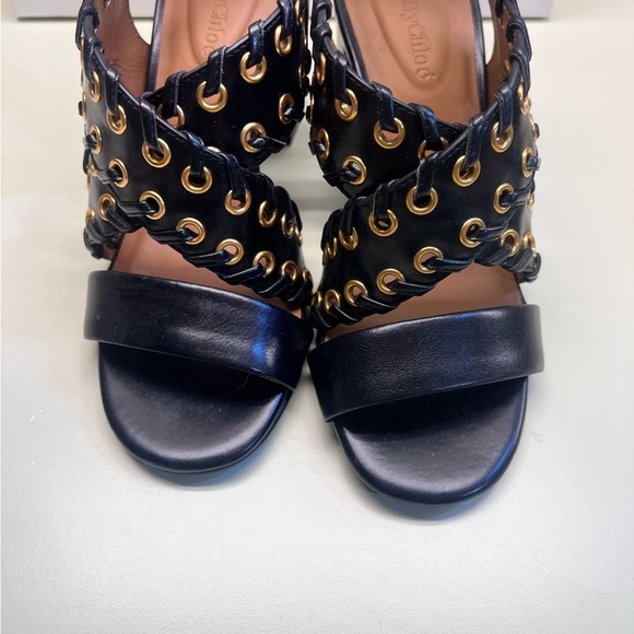 See by Chloe Elegant Black Stiletto Heels with Gold Accents and Cushioned Insole - Picture 5 of 9